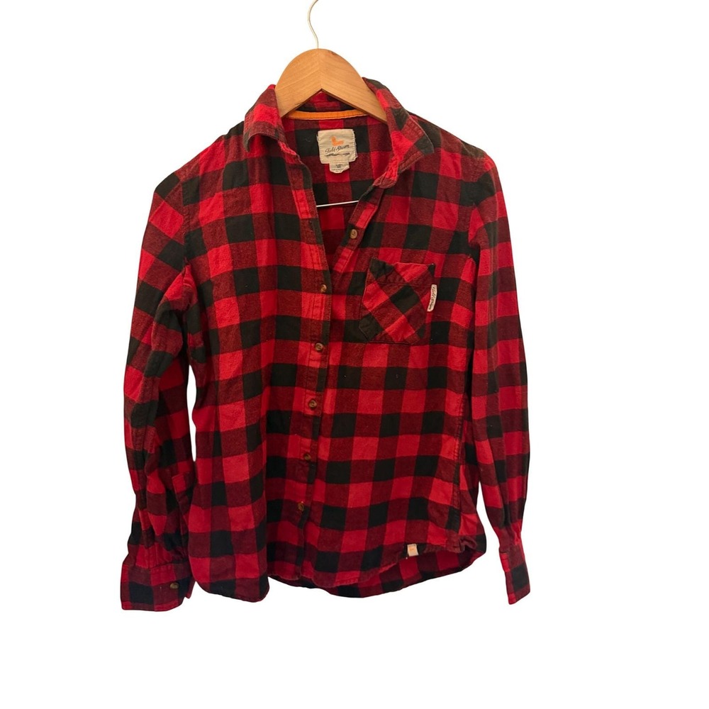 Field & Stream Plaid Flannel Shirt Red Black Womens Medium buffalo